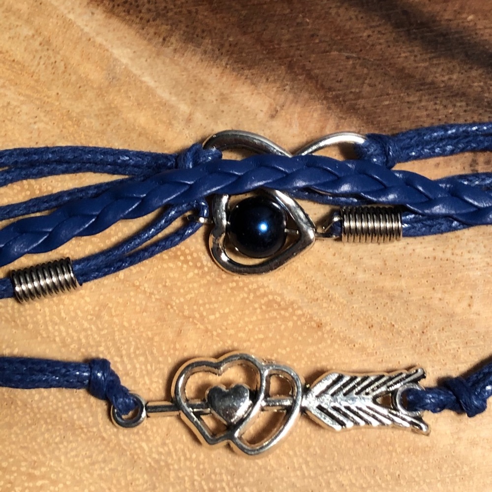 NWY 5 strand Navy Leather Bracelet 7” 2” extender - Picture 4 of 11